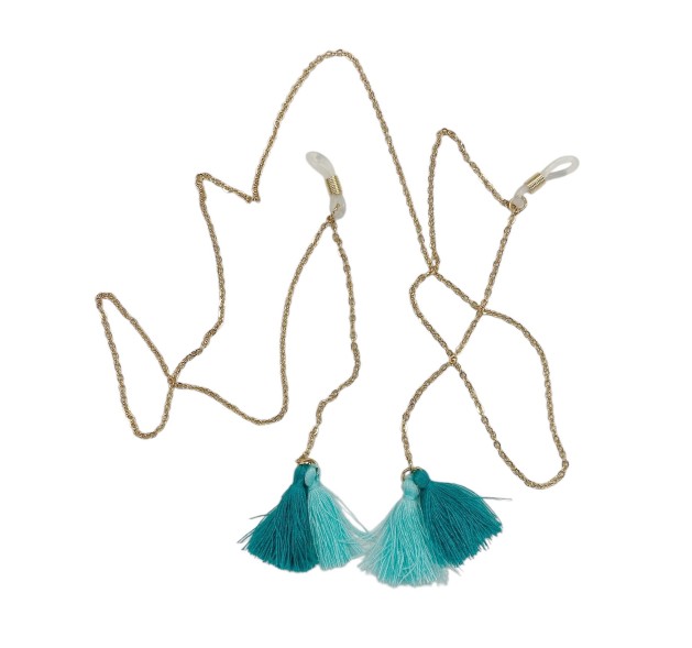 ΑΛΥΣΙΔΑ Γυαλιών Μεταλλική με Φουντάκι Cindy - Joy / Χρυσό - Πετρόλ & Τιρκουάζ